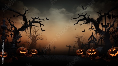 Black Halloween background. Illustration AI Generative.