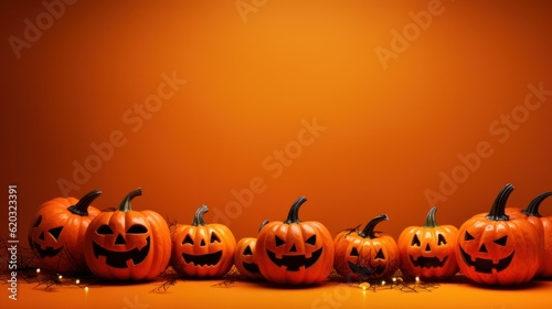 Orange Halloween background. Illustration AI Generative.