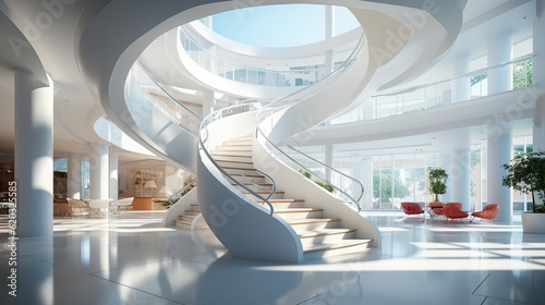 Beautiful view of the spiral staircase inside the building AI, Generative AI, Generative