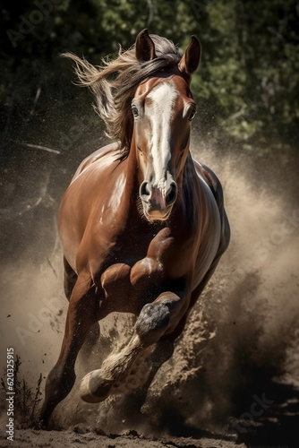 Running horse with a streamed mane © Canvas Alchemy