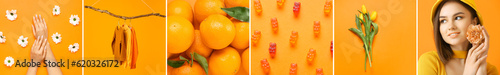 Collage of photos in orange...