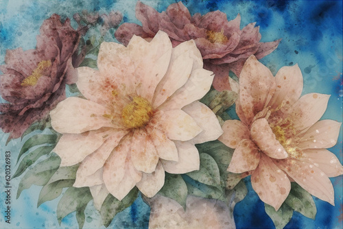 Wallpaper Mural beautiful elegant peony flower illustration Torontodigital.ca