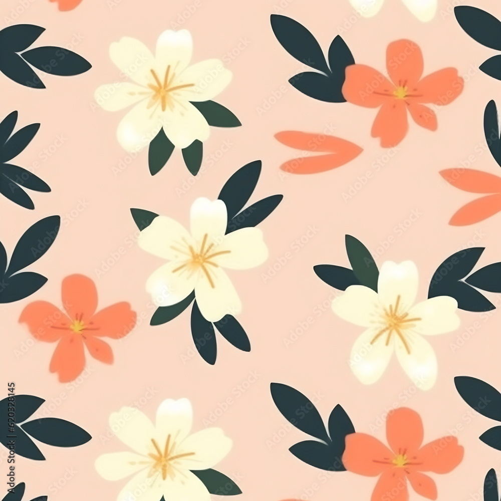 Retro flowers pattern. Collage contemporary pattern
