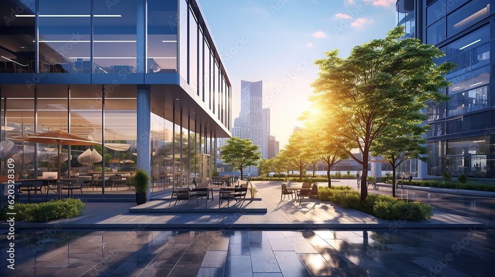 Fototapeta premium Close-up of modern office buildings,shanghai AI, Generative AI, Generative