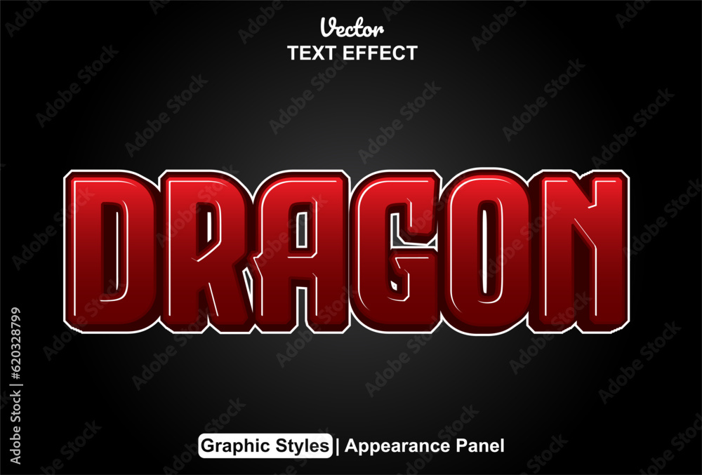 dragon text effect with red color graphic style and editable.