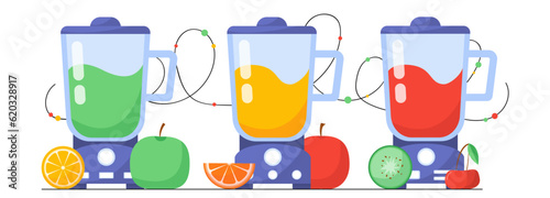Set of smoothie in blender
