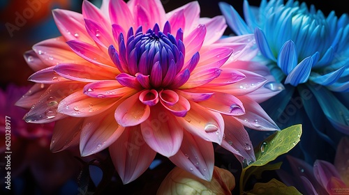 Colorful flower closeup AI  Generative AI  Generative