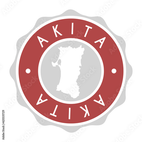 Akita, Japan Badge Map Vector Seal Vector Sign. National Symbol Country Stamp Design Icon Label.  photo