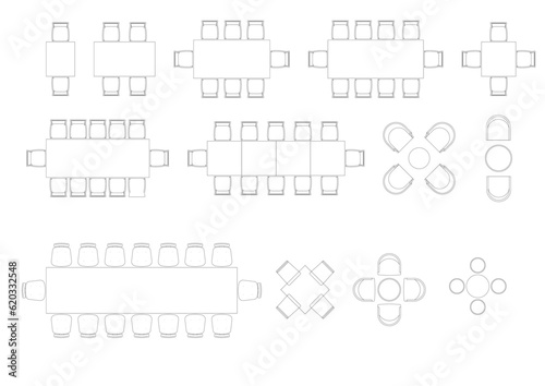 furniture icon interior plan view, top set vector. architecture house table line, home, outline, apartment, collection, isolated, layout, design, project, blueprint. 