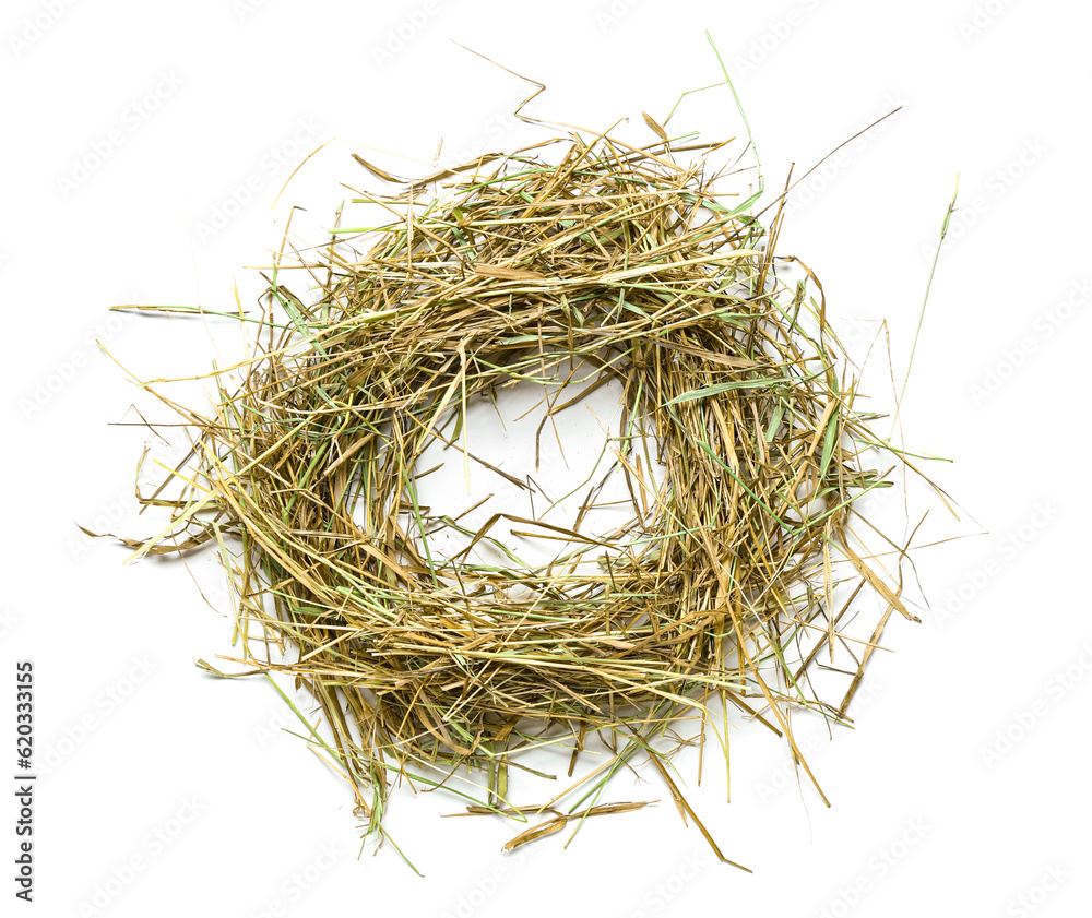 Obraz premium Frame made of straw on white background