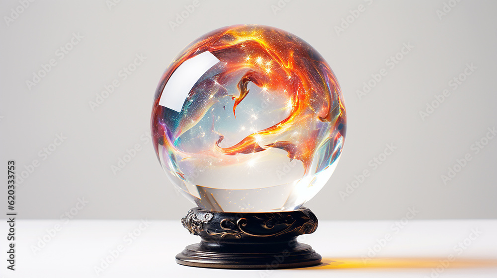 Bola de cristal contra um fundo branco Bola de cristal contra um fundo branco