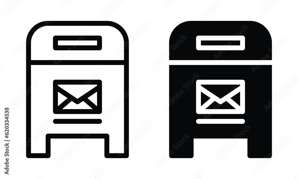 Mailbox icon with outline and glyph style. Mailbox icon with outline and glyph style.