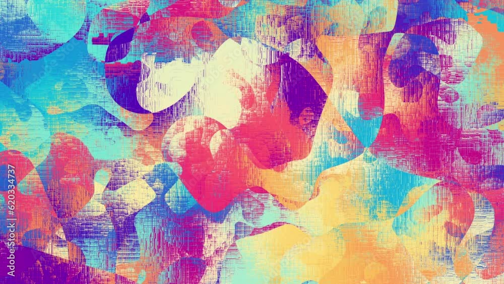 Seamless abstract psychedelic wavy background for loop playback. 4k video. Pastel colors. Noise effect.