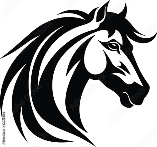 Horse head black and white vector  mascot  logo isolated on white background