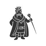 King Fantasy Icon Silhouette Illustration. Fairytale Vector Graphic Pictogram Symbol Clip Art. Doodle Sketch Black Sign.