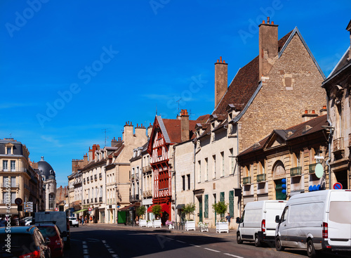 Old typical medieval streets, city of Dijon, department of Cote d'Or, France