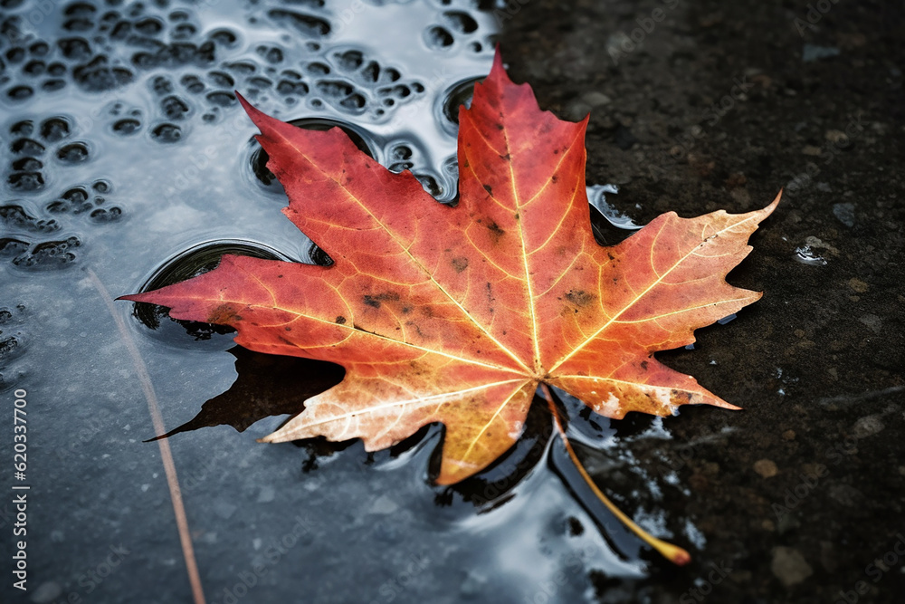 Bright maple leaf in a paddle. Generative AI