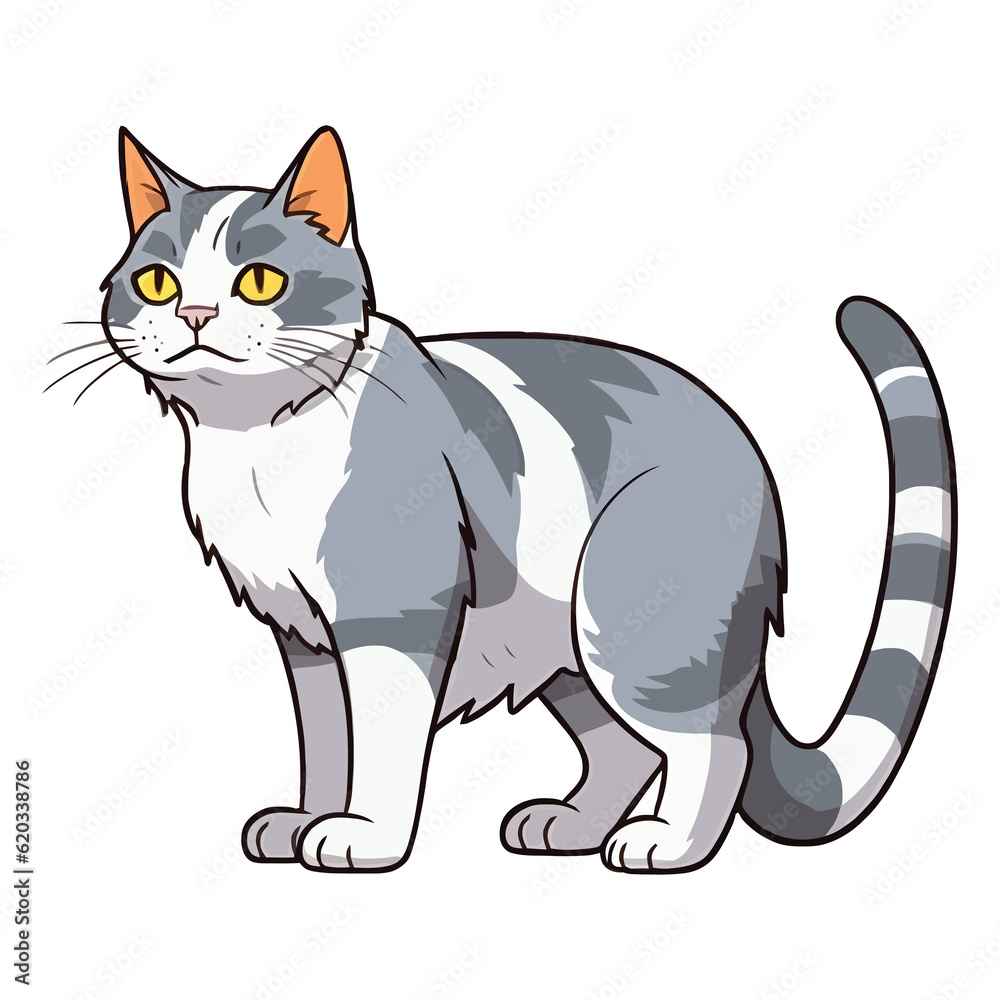 Whiskers and Cuteness: European Shorthair Cat in Charming Illustration