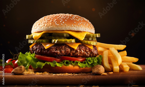 Hamburguer com batata frita