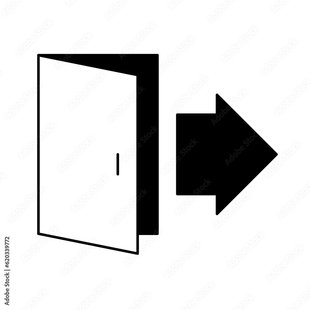 door icon with arrow, exit icon door icon with arrow, exit icon