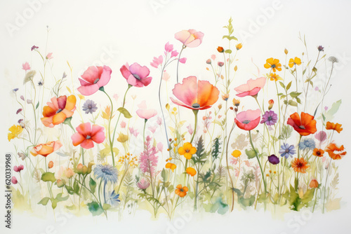 Wild flowers isolated on a white background