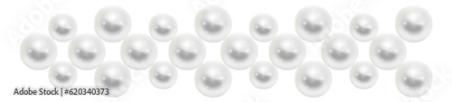 White bead pattern string. Realistic pearl jewelry