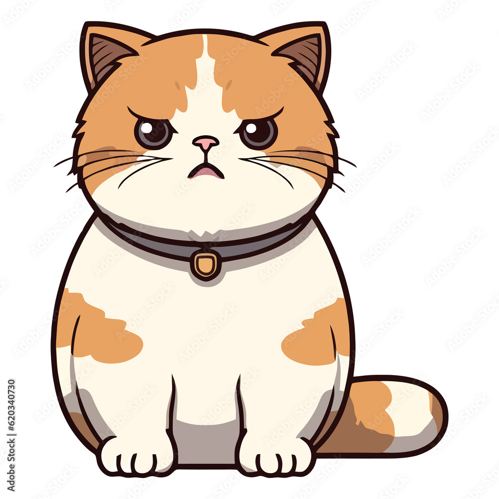 Artistic Paws: Captivating 2D Illustration of an Exotic Shorthair Cat
