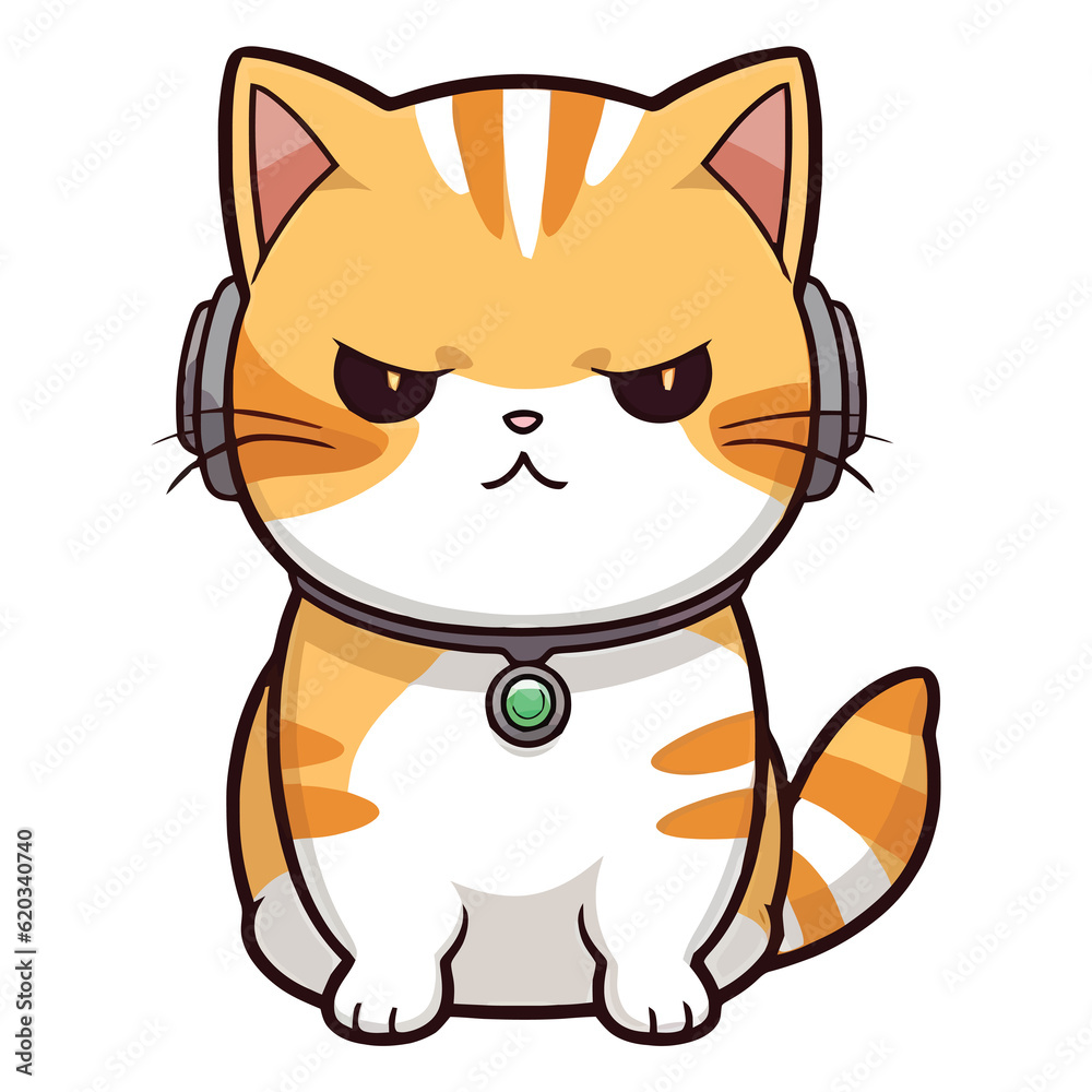 Fototapeta premium Artistic Paws: Captivating 2D Illustration of an Exotic Shorthair Cat