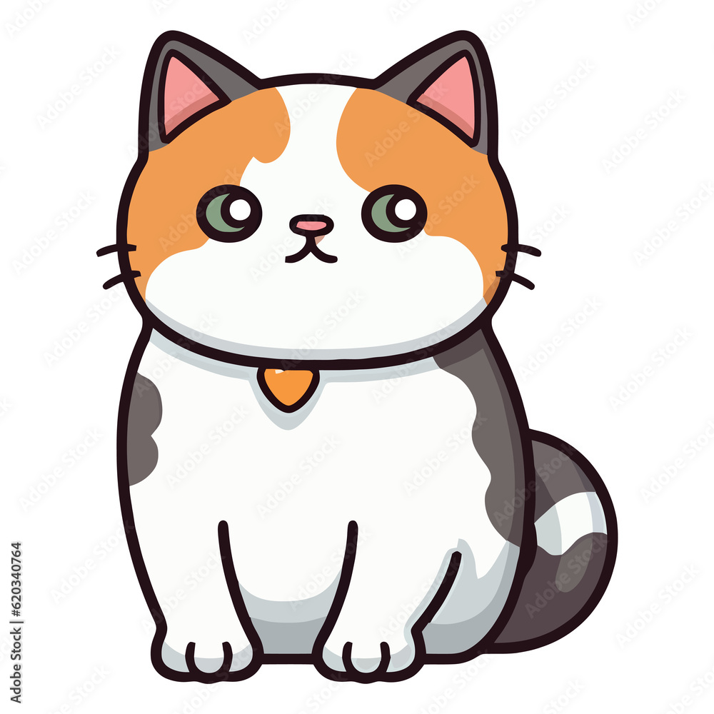 Artistic Paws: Captivating 2D Illustration of an Exotic Shorthair Cat