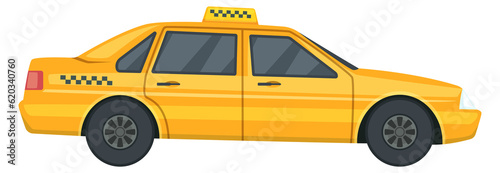 Taxi service auto side view. Cartoon transport