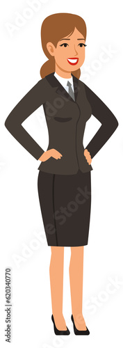 Confident young businesswoman. Happy smiling female character