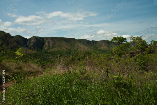 View from the Trail that leads to the entrance of Vale da Lua or Valley of the Moon in Chapada dos Veadeiros, Alto Paraiso de Goias, Brazil