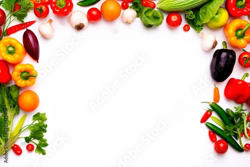 Frame vegetables with copy space over white background