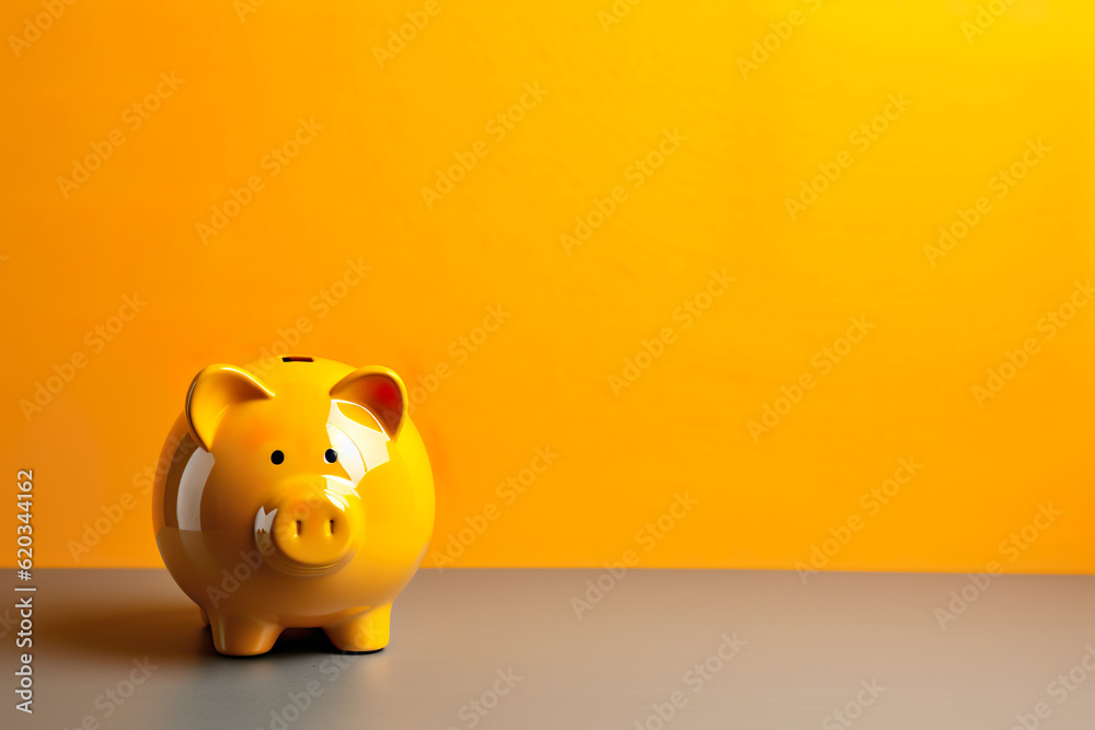 Piggy bank piggy bank to save, yellow background Piggy bank piggy bank to save, yellow background