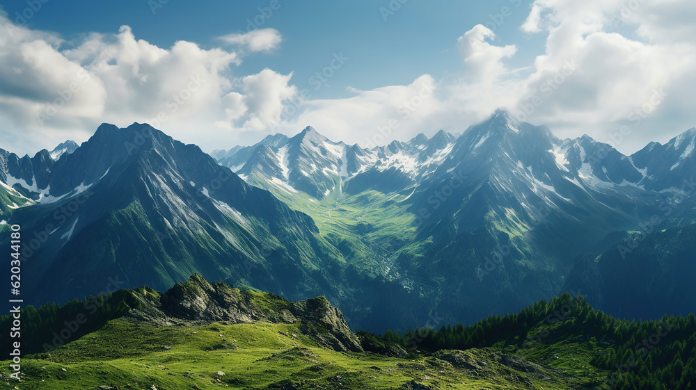 Fototapeta premium Inspiring Mountain Peaks Around the World. Generative Ai