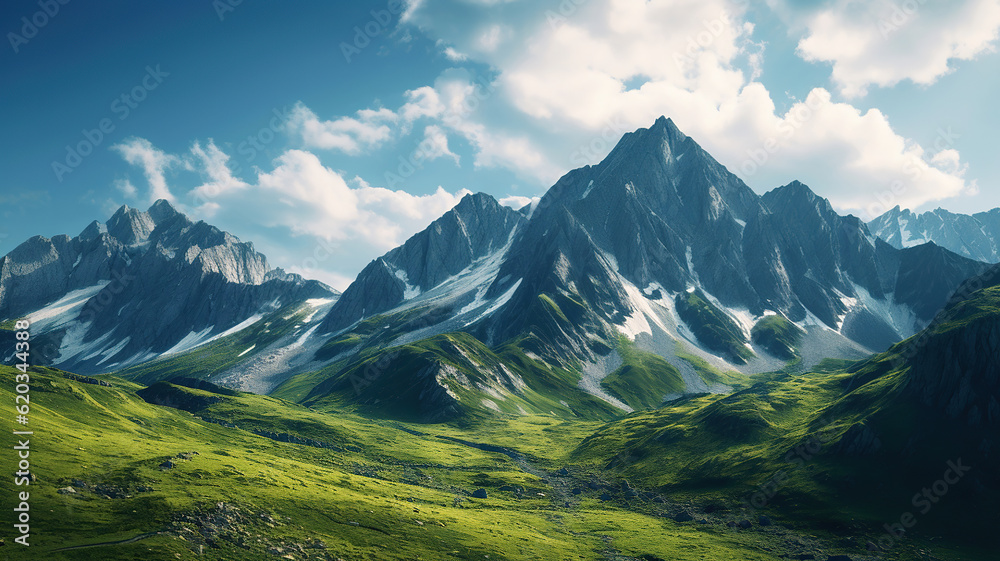 Discovering the Majestic Beauty of Mountain Peaks. Generative Ai