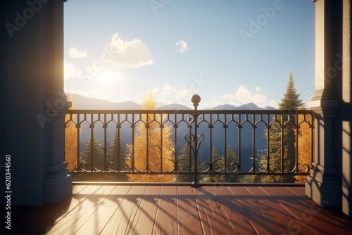 scenic mountain view from a balcony © 2rogan