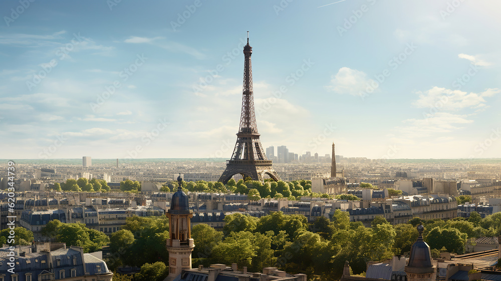 Capturing the Iconic Skyline of Paris. Generative Ai
