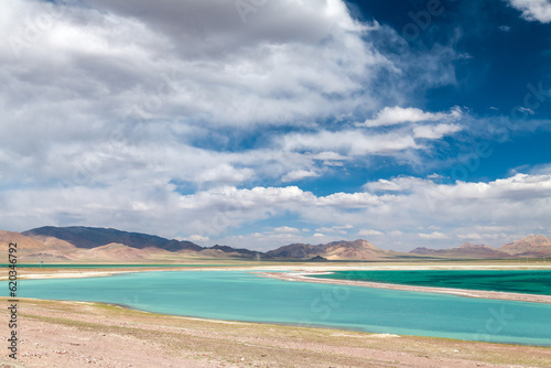 The beautiful lake water in Nyima County Ngari Prefecture Tibet Autonomous Region  China.