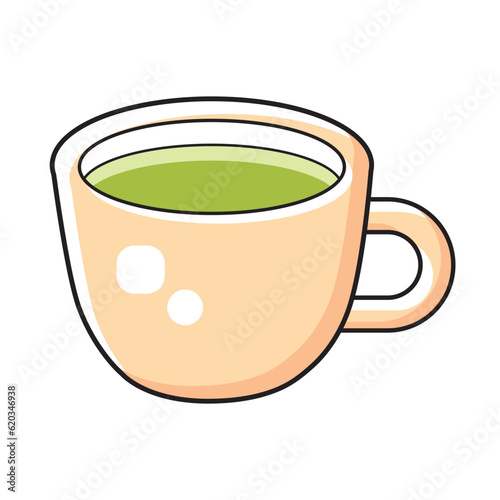 Green tea cup isolated vector illustration