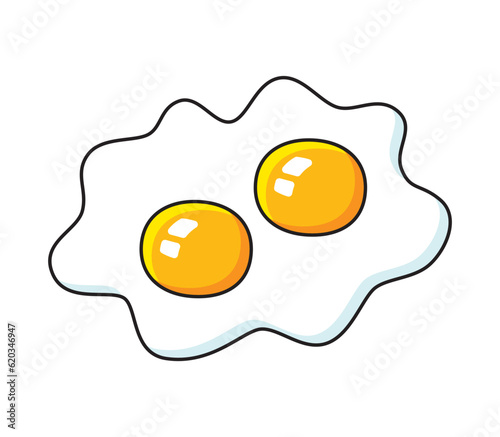 Two fried eggs isolated vector illustration