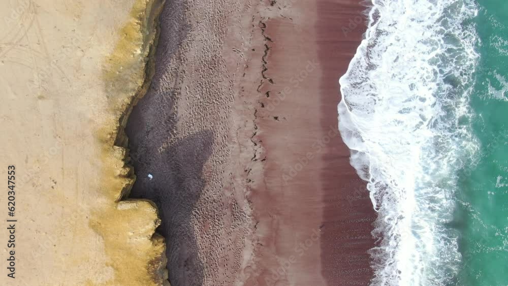 paracas national park close to lima: desert landscape with red beach- the famous playa roja