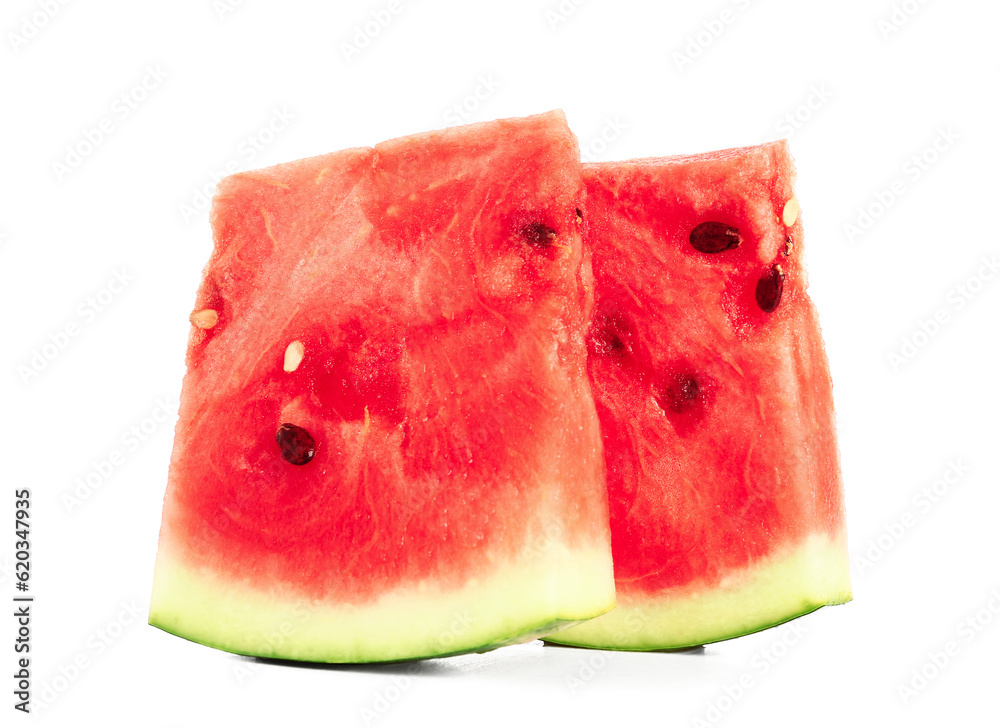 Pieces of fresh watermelon on white background Pieces of fresh watermelon on white background