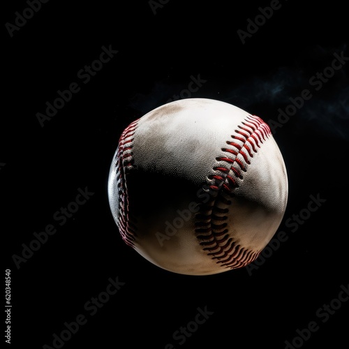 baseball mid air black background - created using generative ai
