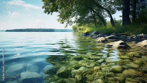 Tranquil Reflections, Serene Waterscapes and the Essence of Calmness. Generative Ai