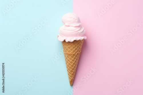 Ice cream cone on a pink background