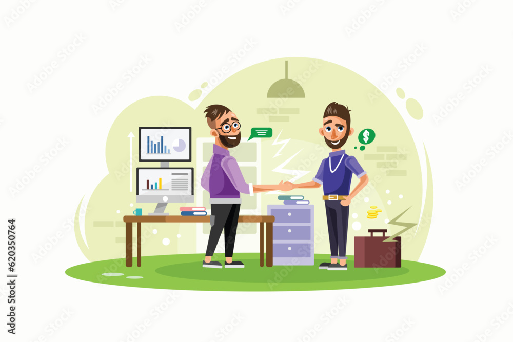 Business Partners Create a Startup Vector Illustration Business Partners Create a Startup Vector Illustration
