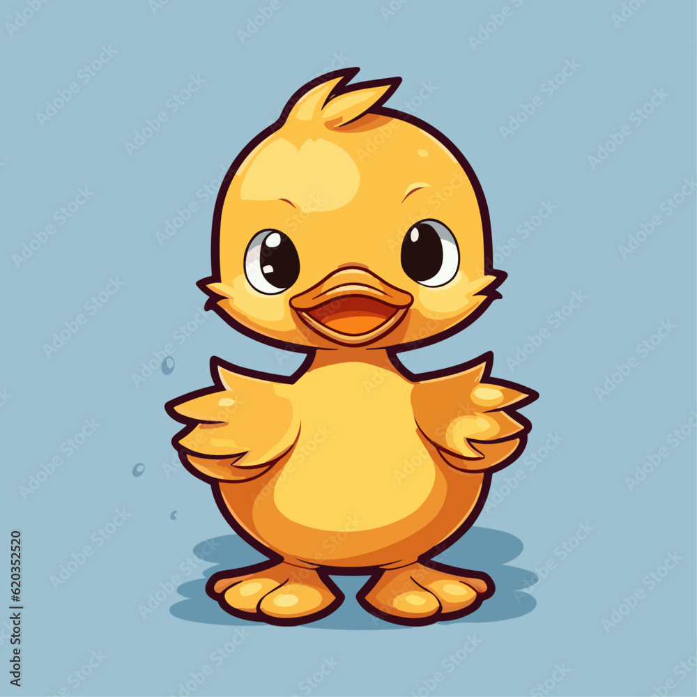 Adorable Yellow Duck Cartoon Character: Perfect for Children's Merchandise, Books, and More