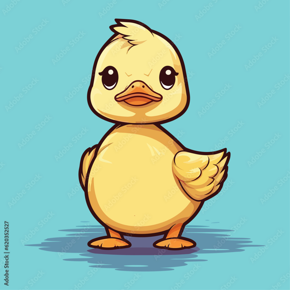 Adorable Yellow Duck Cartoon Character: Perfect for Children's Merchandise, Books, and More