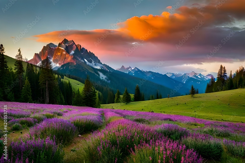 sunrise in the mountains Generative AI sunrise in the mountains Generative AI